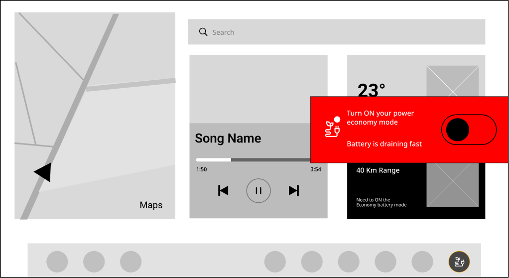Wireframe of the critical battery alert