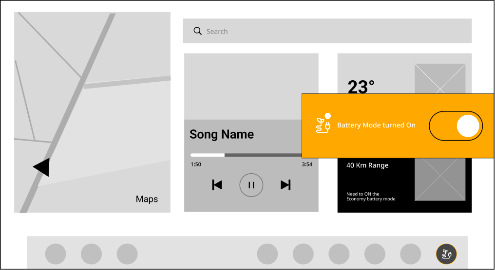 Wireframe of the mode confirmation