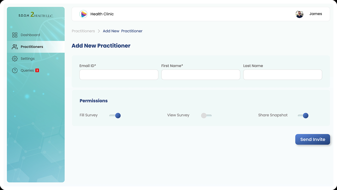 Add new practitioner with permissions