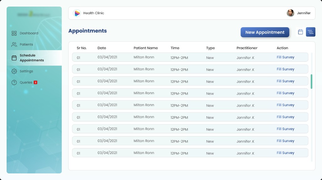 Appointments list view