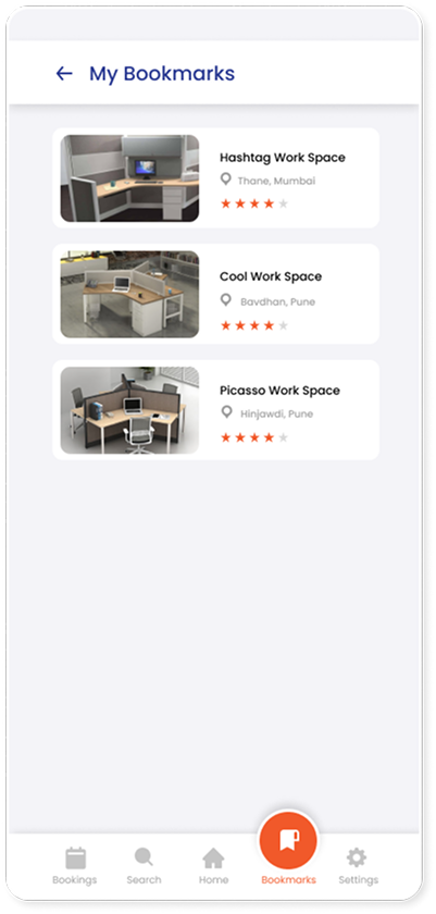 Bookmarks screen